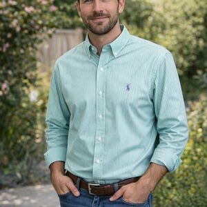 Classic Ralph Lauren Polo Striped Button-Down Shirt